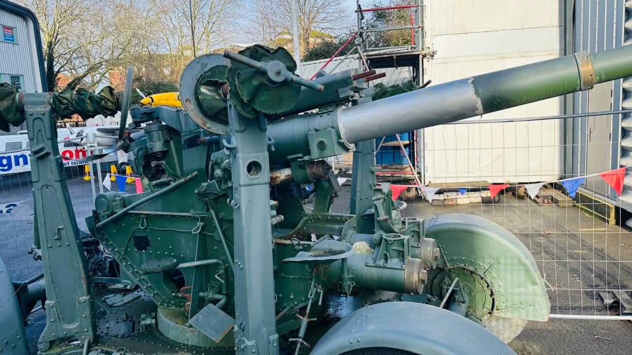 Anti-aircraft gun outside Solent Sky Museum