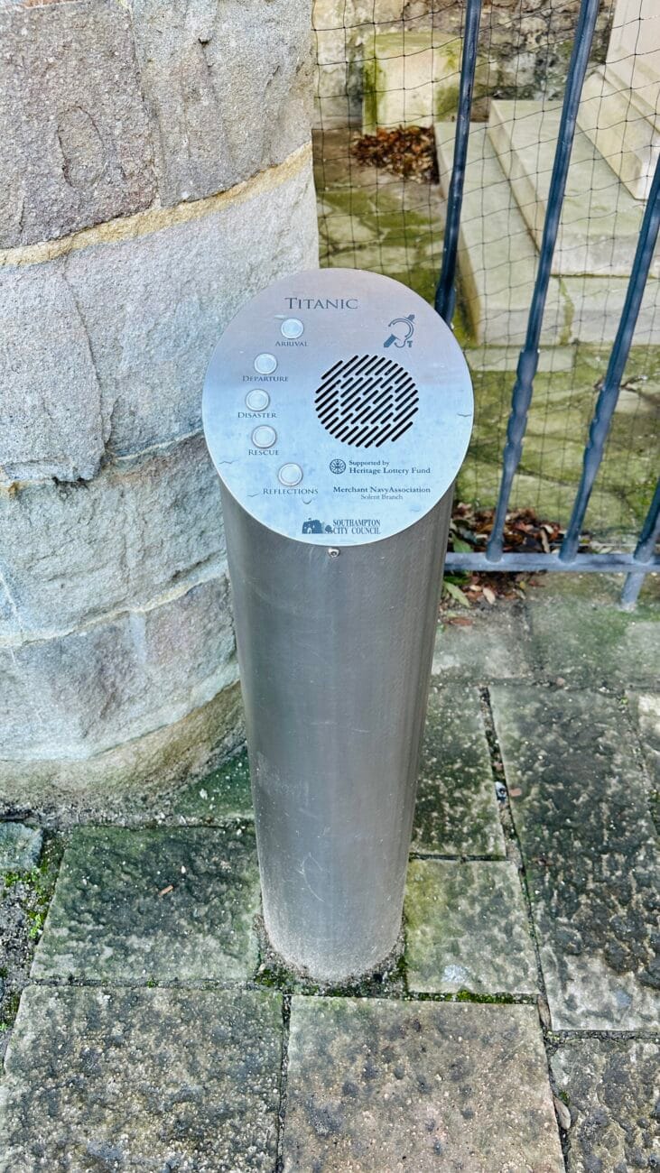 Audio listening post inside Holyrood Church ruins