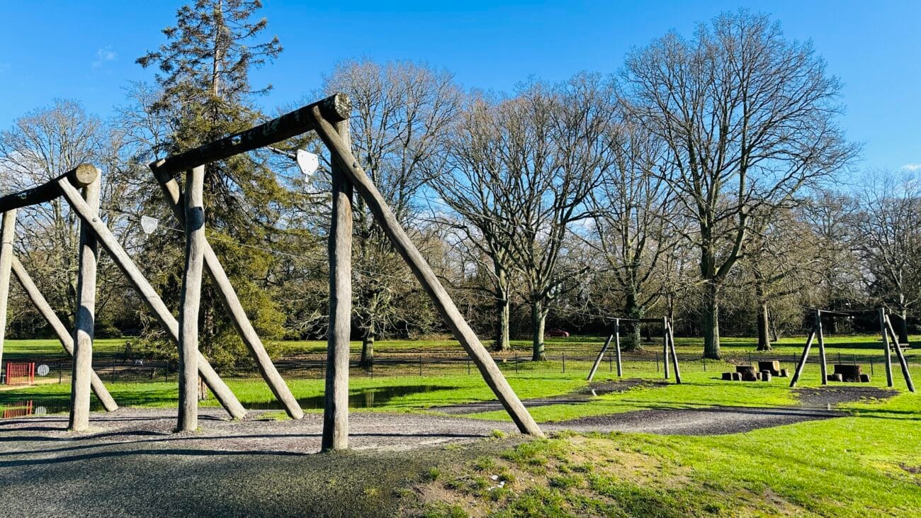 Children’s play zone beside trees, Southampton Common