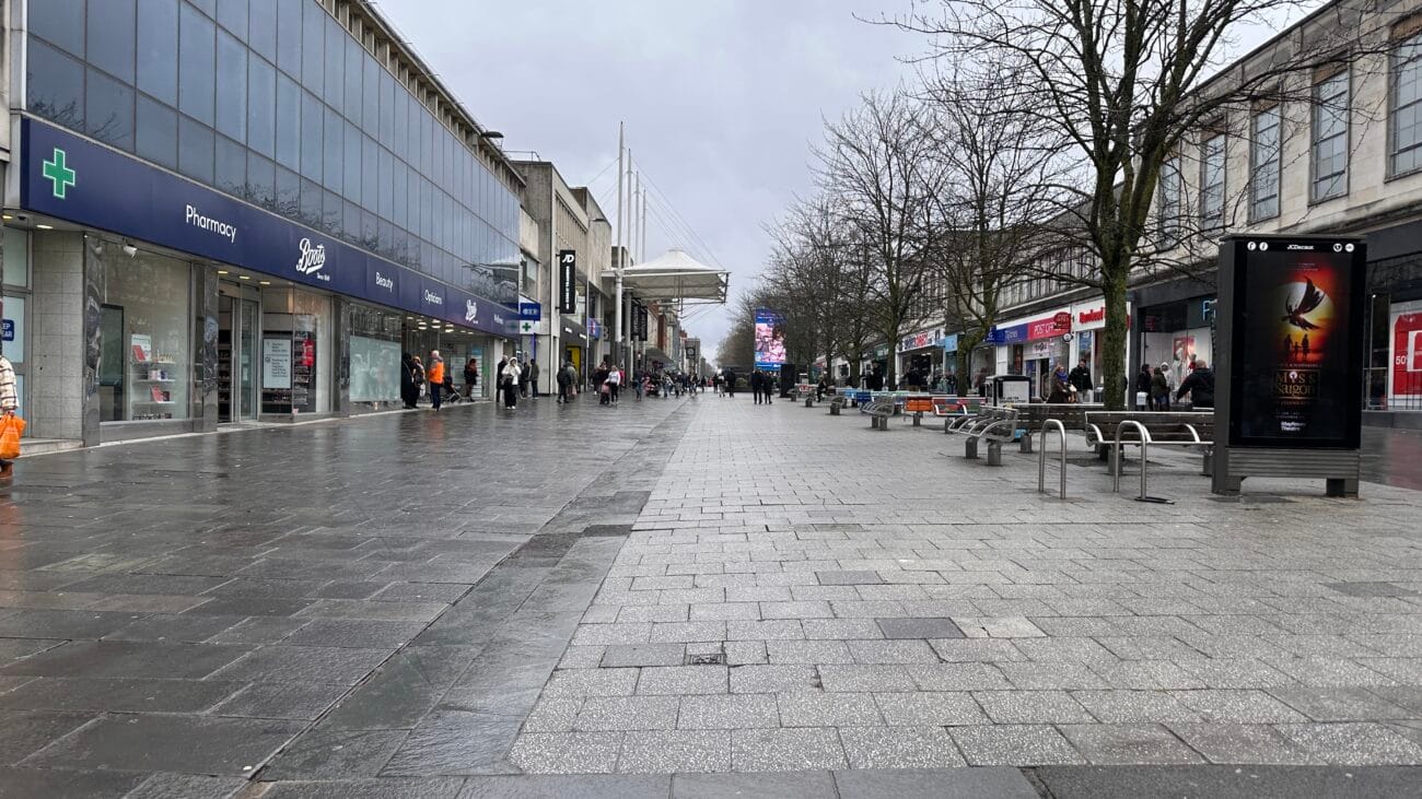 City centre pedestrian zone in Southampton