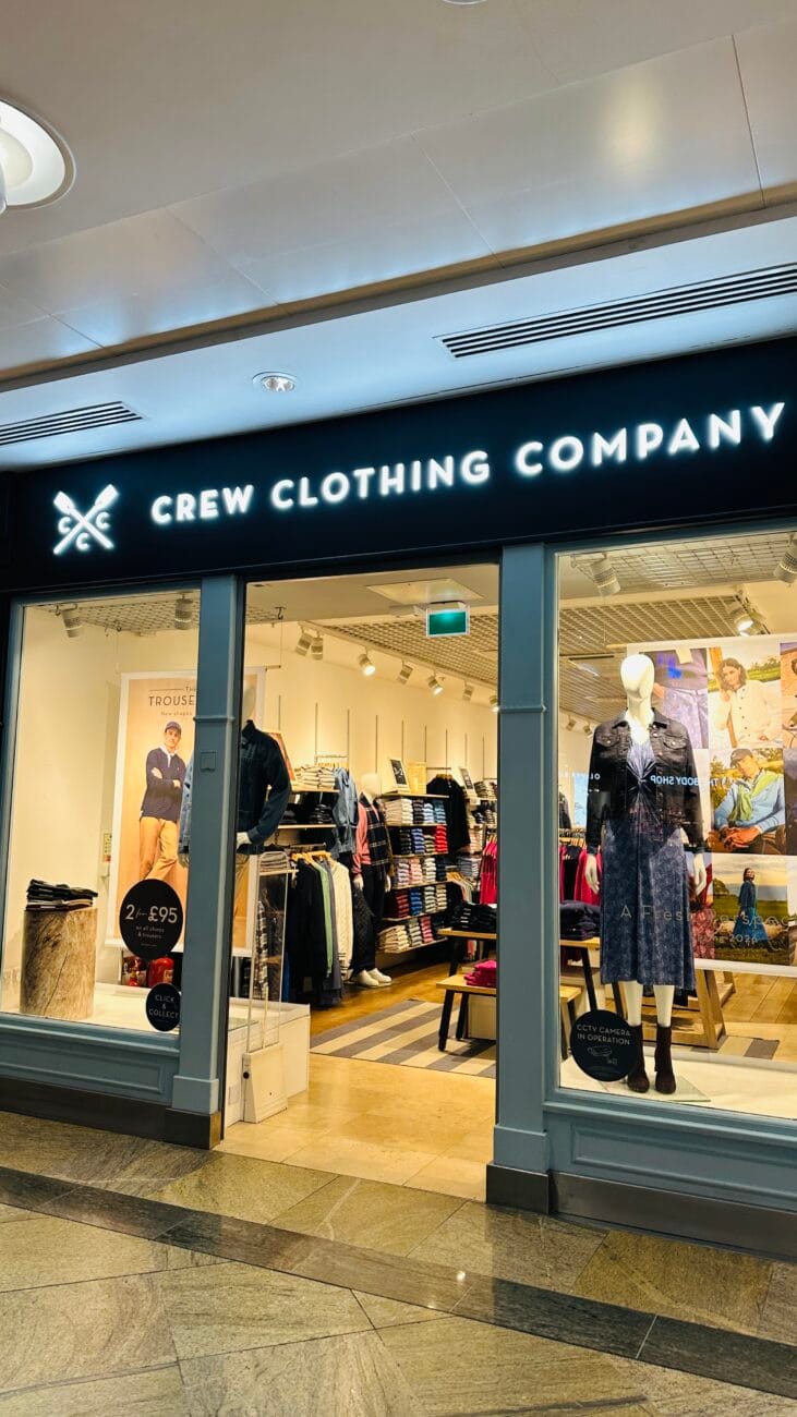 Crew Clothing shopfront at Westquay, Southampton
