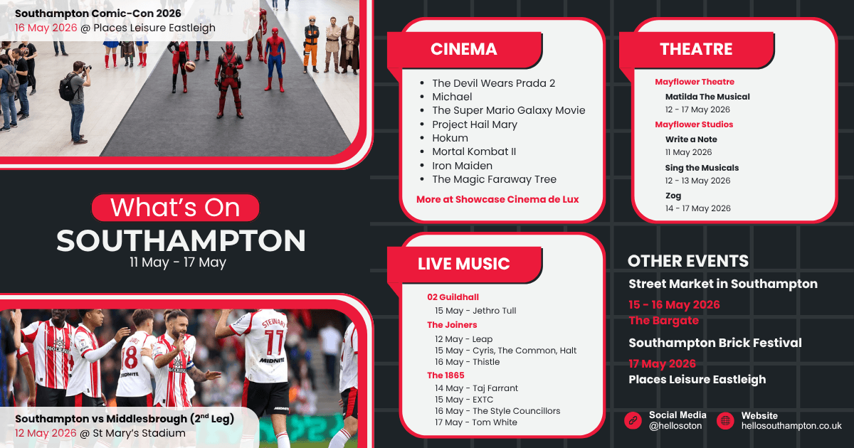 Events in Southampton This Week from 11-17 May 2026
