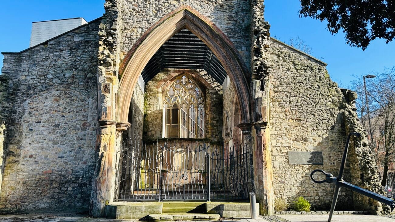 Holyrood Church historic landmark near the docks