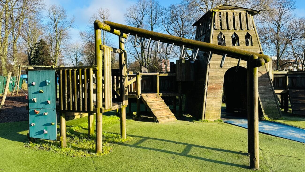 Houndwell Park play area with balancing beams