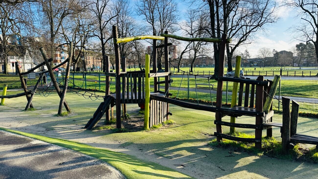 Houndwell Park play area with climbing frames
