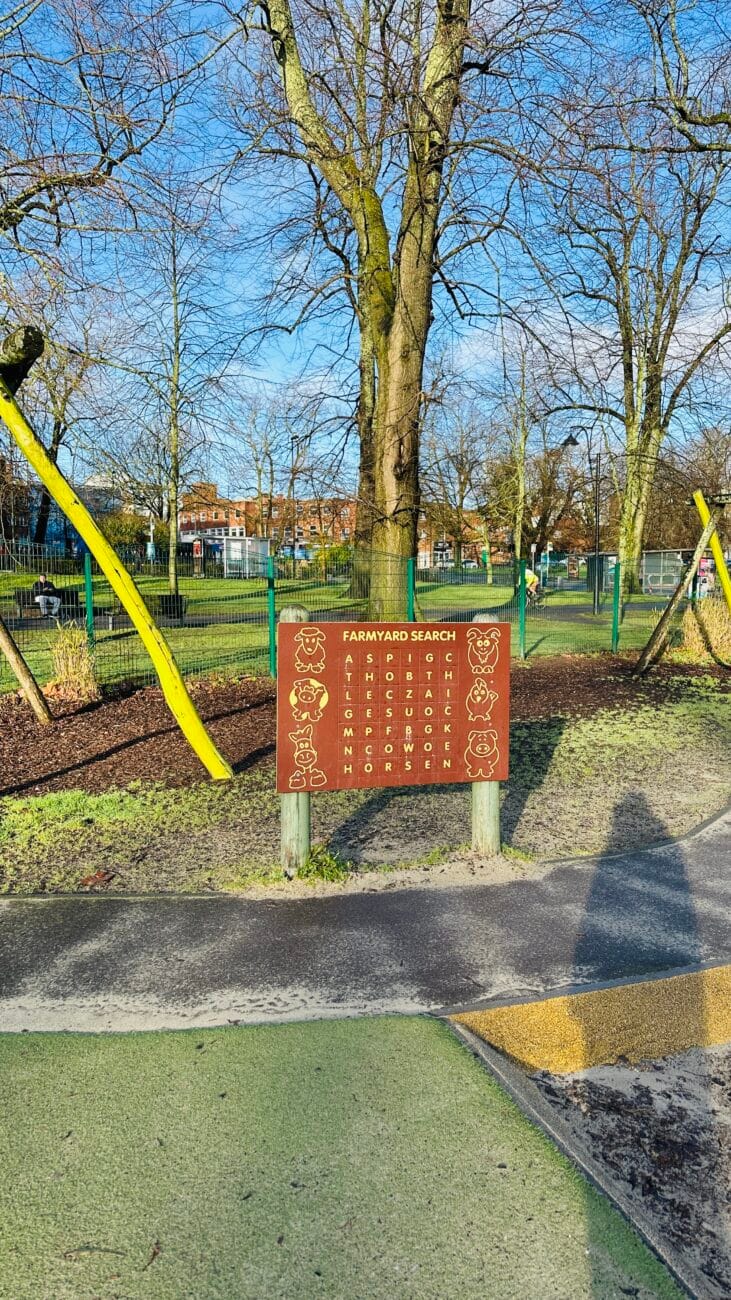 Houndwell Park play zone with safety surfacing