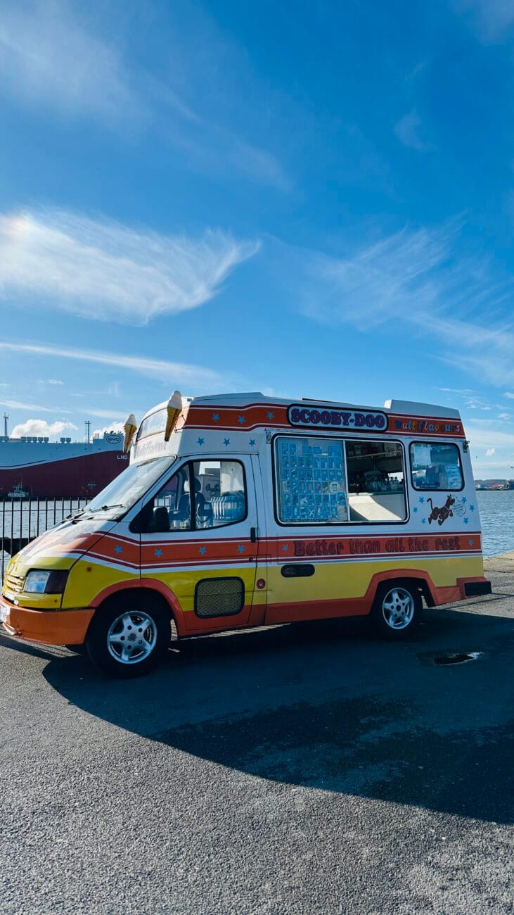 Ice cream van with seaside views at Mayflower Park