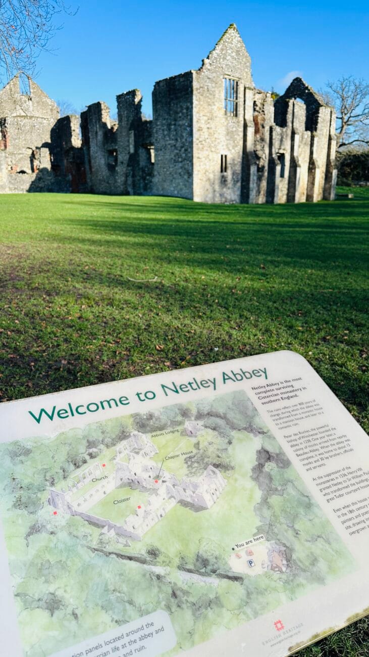 Illustrated map sign showing the abbey floor plan