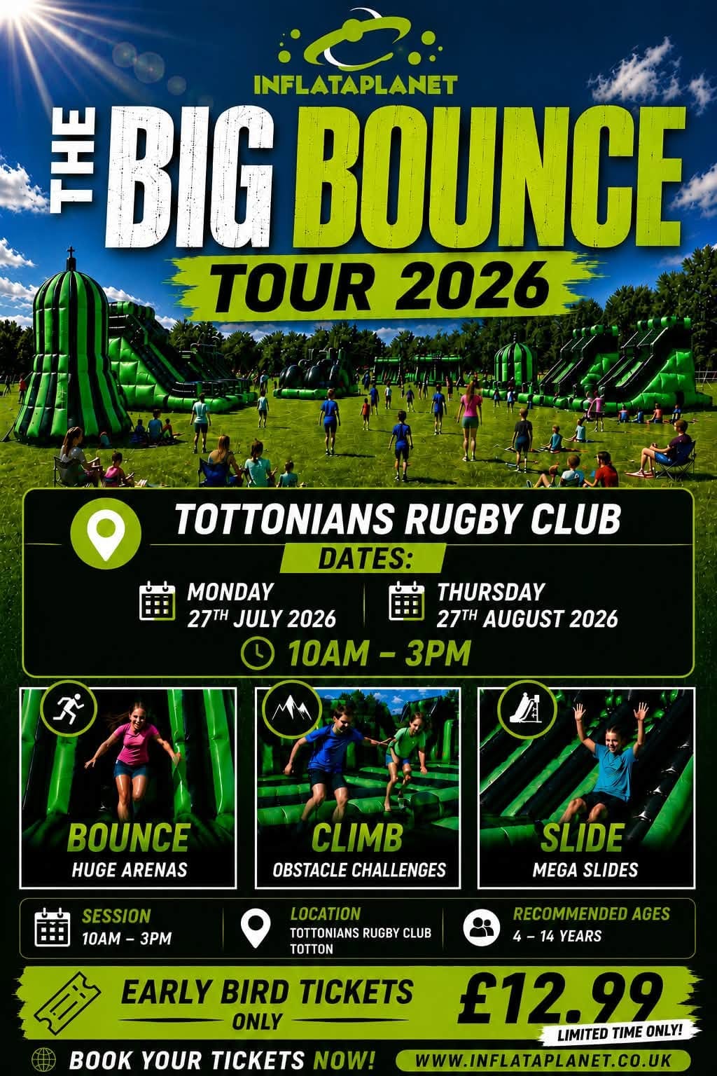 Inflataplanet Big Bounce Tour 2026 at Tottonians Rugby Club