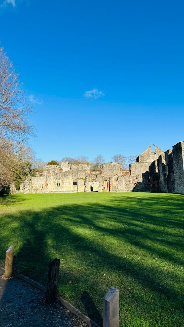 Ivy-covered stone walls of the monastery ruins