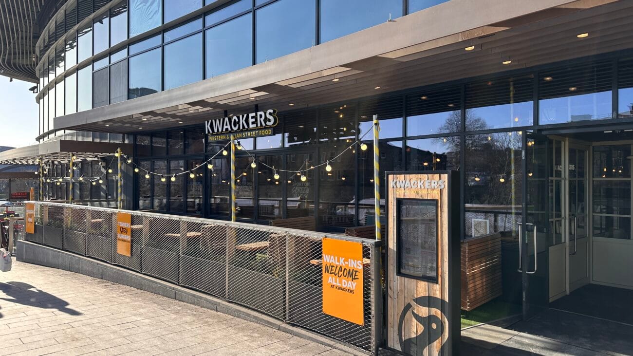 Kwackers restaurant frontage at Westquay, Southampton