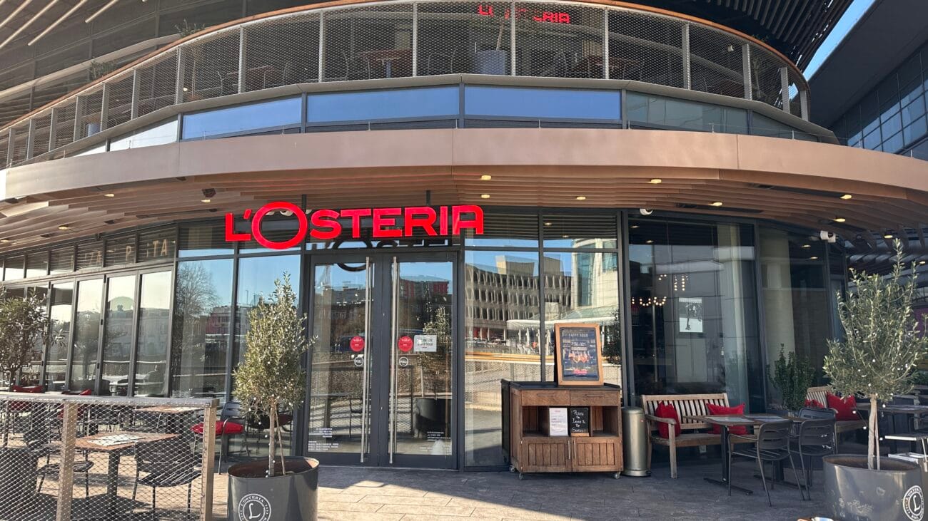 L’Osteria restaurant frontage at Westquay, Southampton