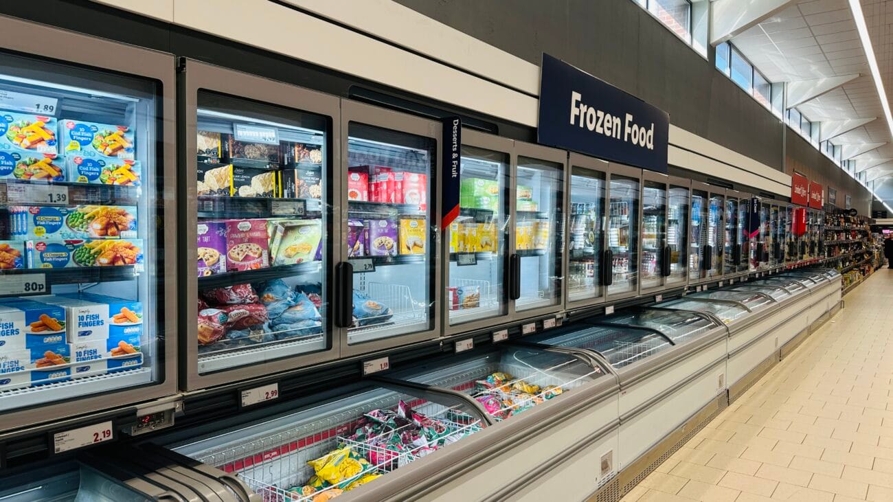 Lidl frozen food aisle in supermarket