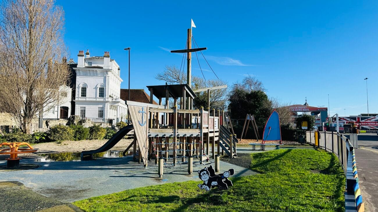 Mayflower Park playground with climbing frames, Southampton