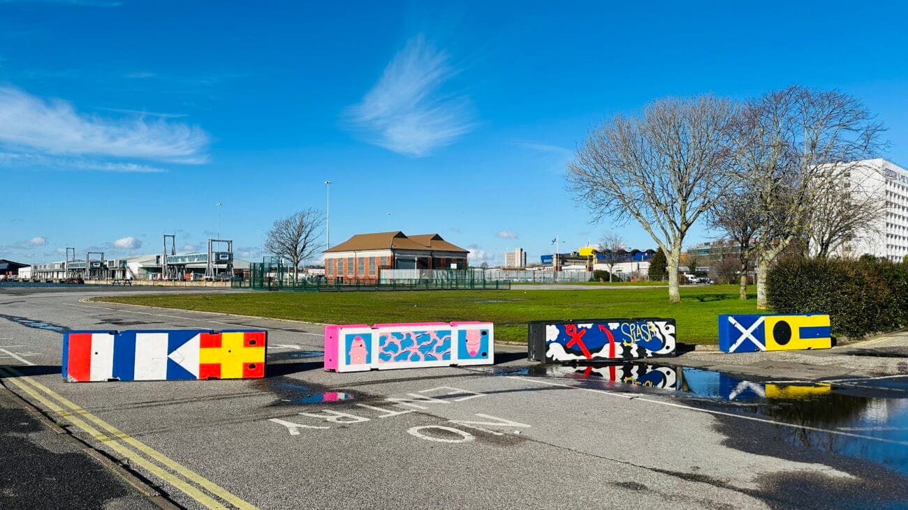 Mayflower Park railings along the waterfront