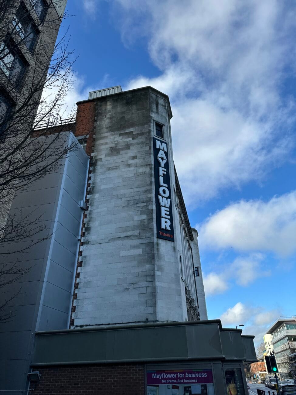 Mayflower Theatre exterior signage and canopy