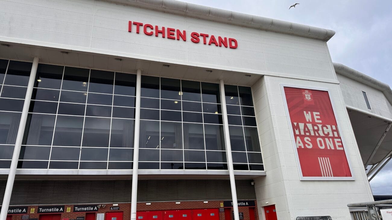 Outside the Itchen Stand entrance, St Mary’s Stadium
