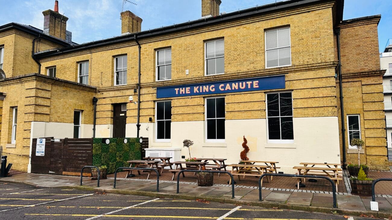 Rear view of The King Canute in Ocean Village, Southampton