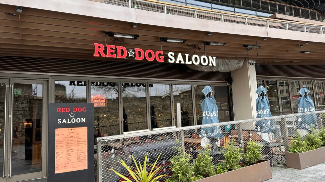 Red Dog Saloon restaurant frontage at Westquay, Southampton