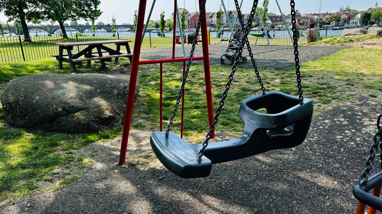 Riverside Park Play Area Swing with Parent and Baby