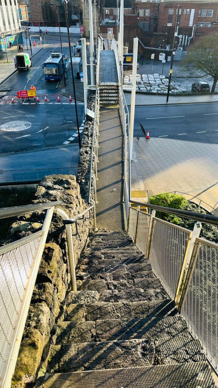 Southampton Town Walls section with steps and railing