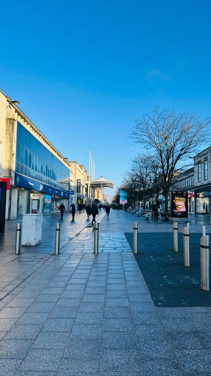 Southampton city centre skyline and streets