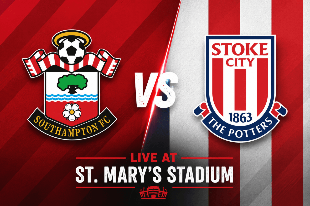 Southampton vs Stoke City Live at St. Marys Stadium 22nd August 2026