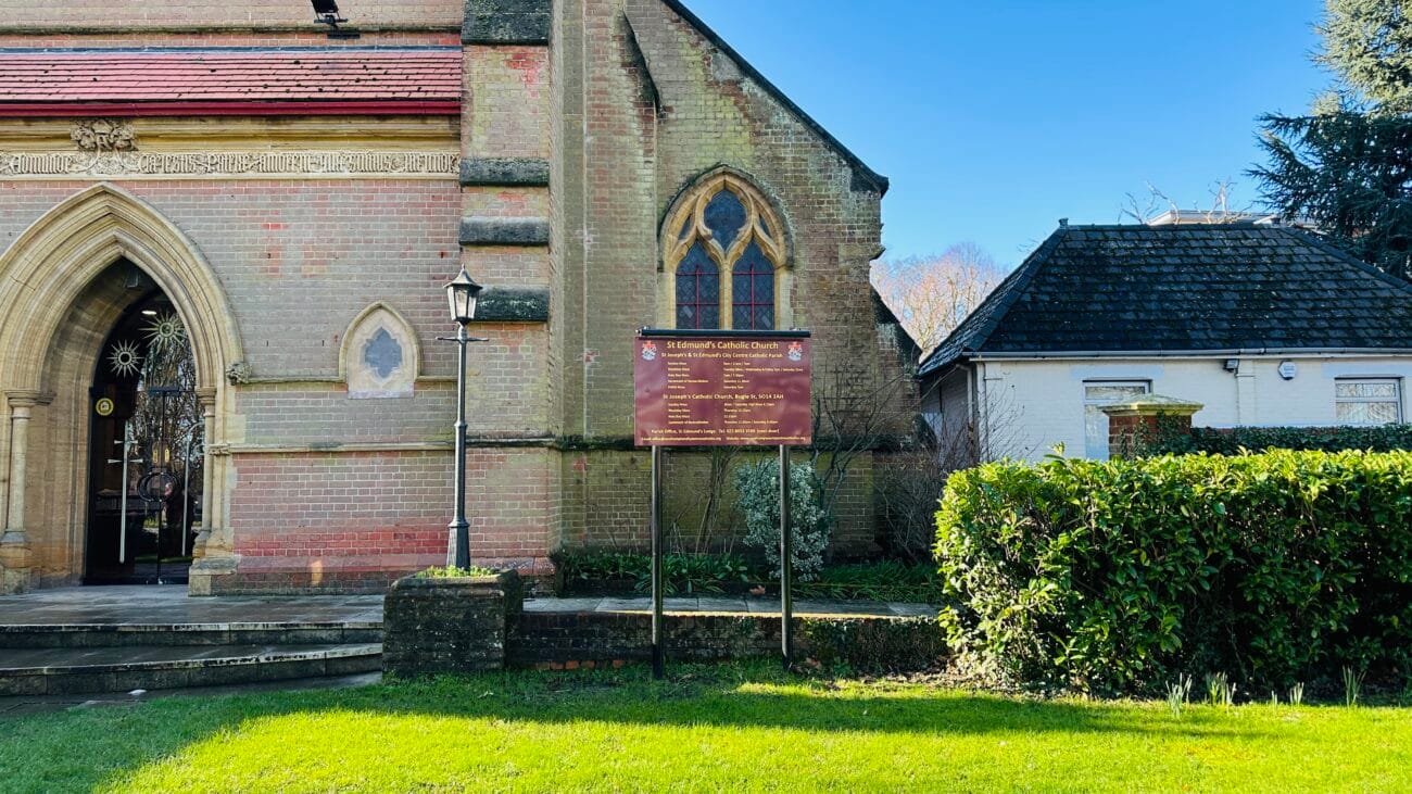 St Edmund’s Church entrance sign and noticeboard