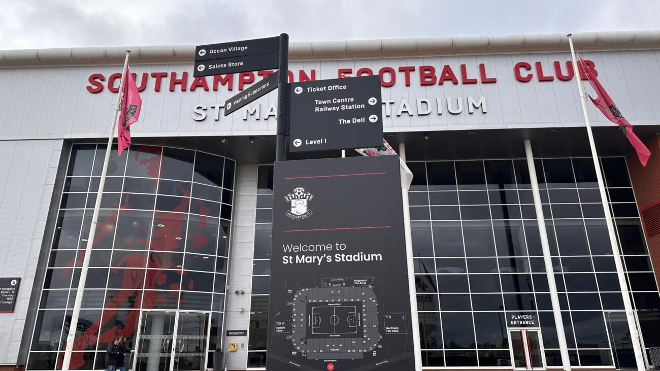 St Mary’s Stadium signage close-up, Southampton