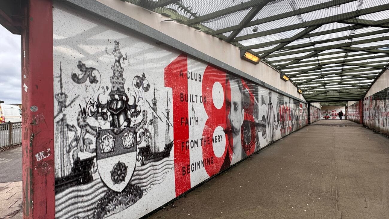 Stadium walkway leading to the entrance gates
