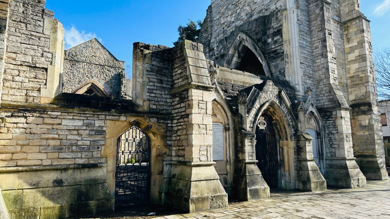 Stone archways at Holyrood Church, Southampton