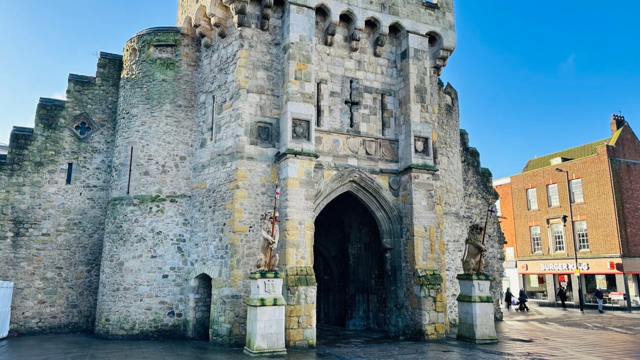 The Bargate medieval entrance arch with textured stone in Southampton