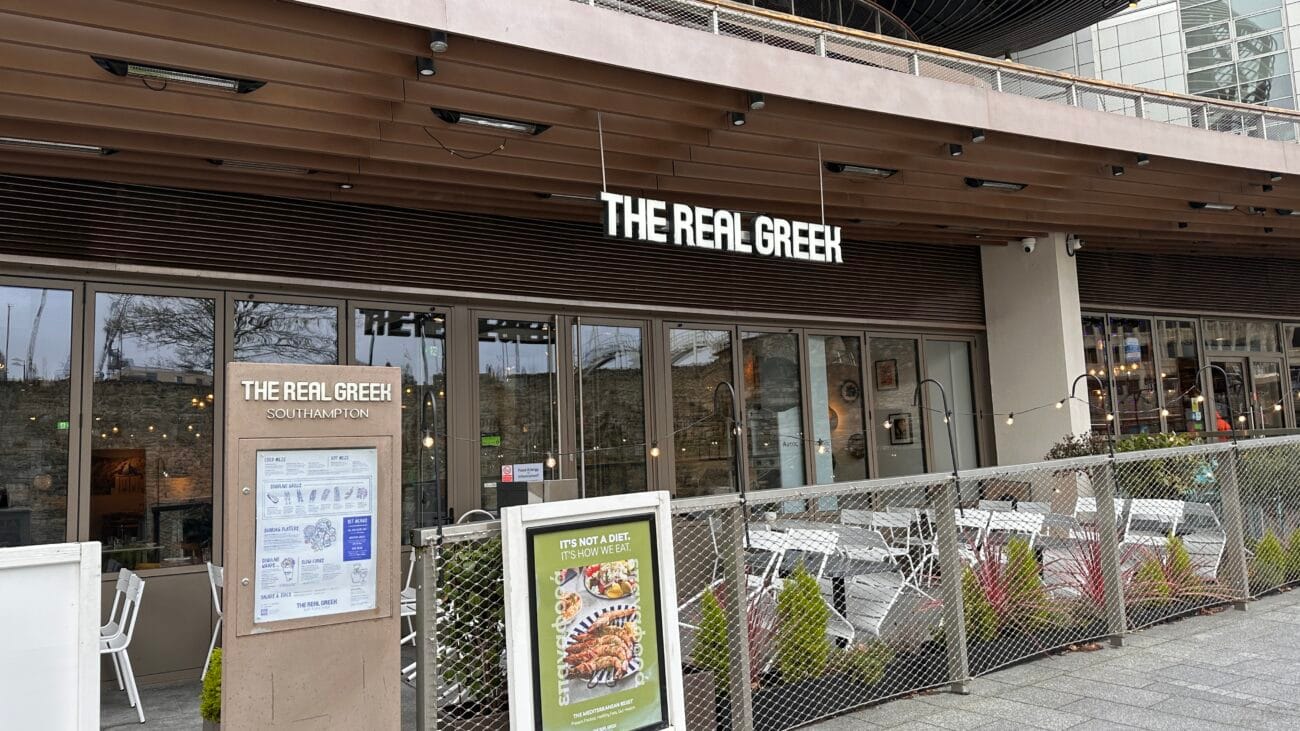 The Real Greek restaurant frontage at Westquay, Southampton