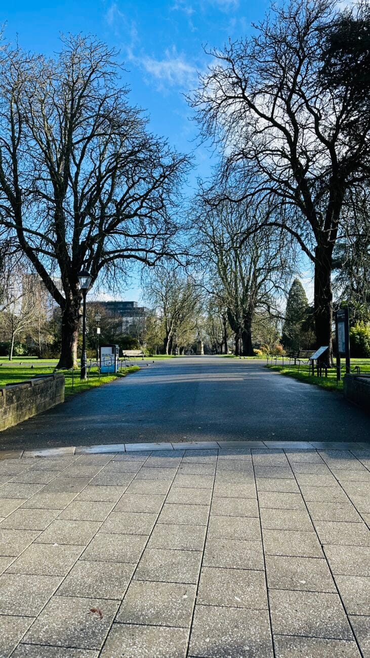 Tree-lined walkway through East Park, Southampton