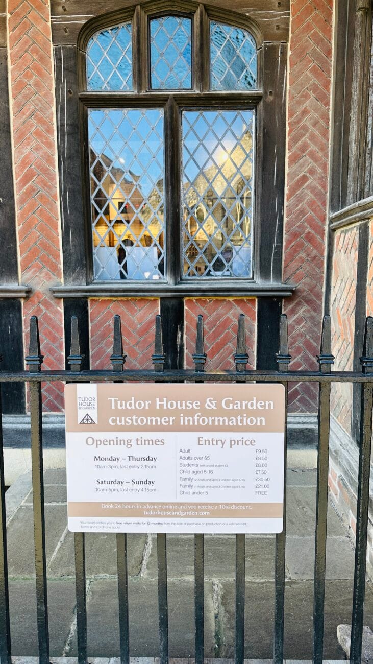 Tudor House and Garden entrance and signage