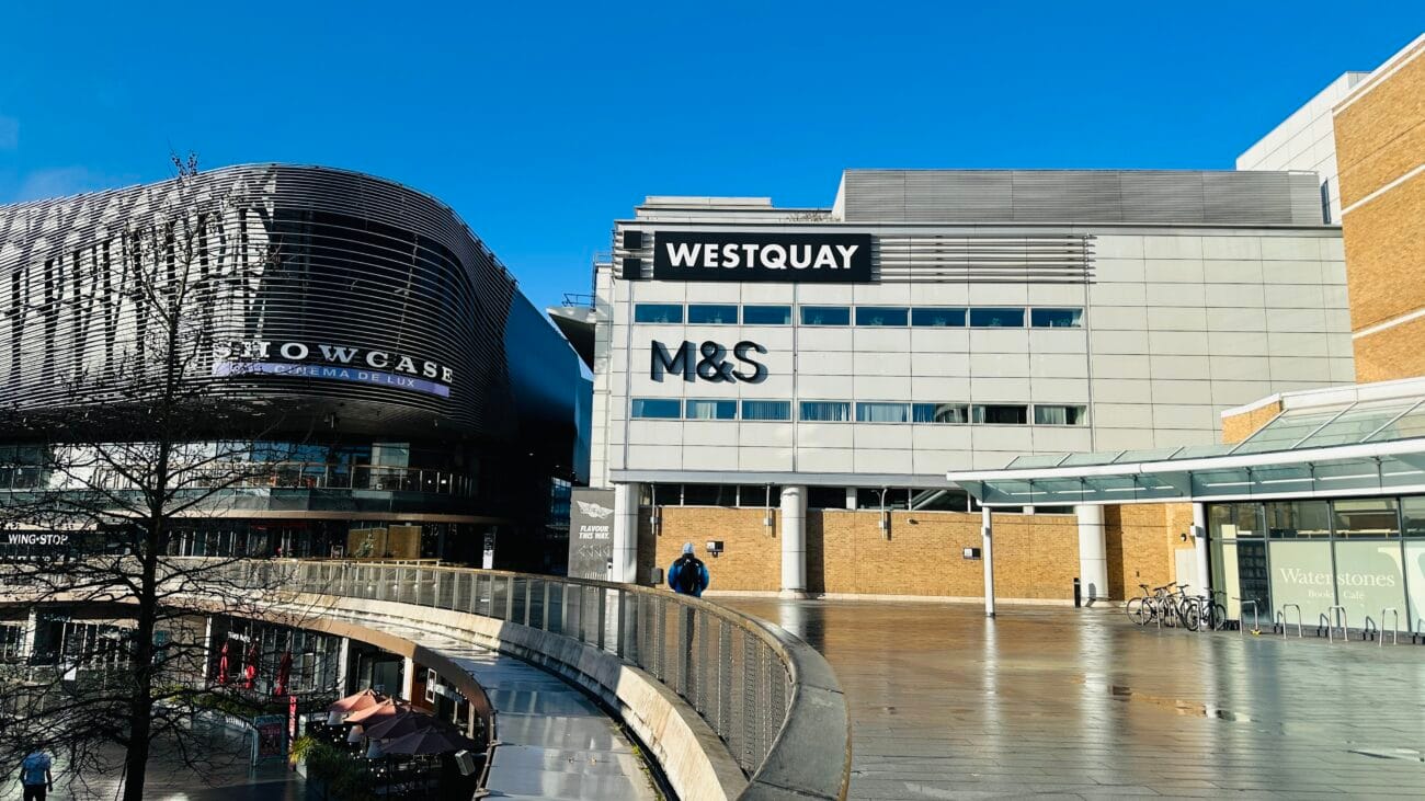Westquay exterior showing upper levels and balconies