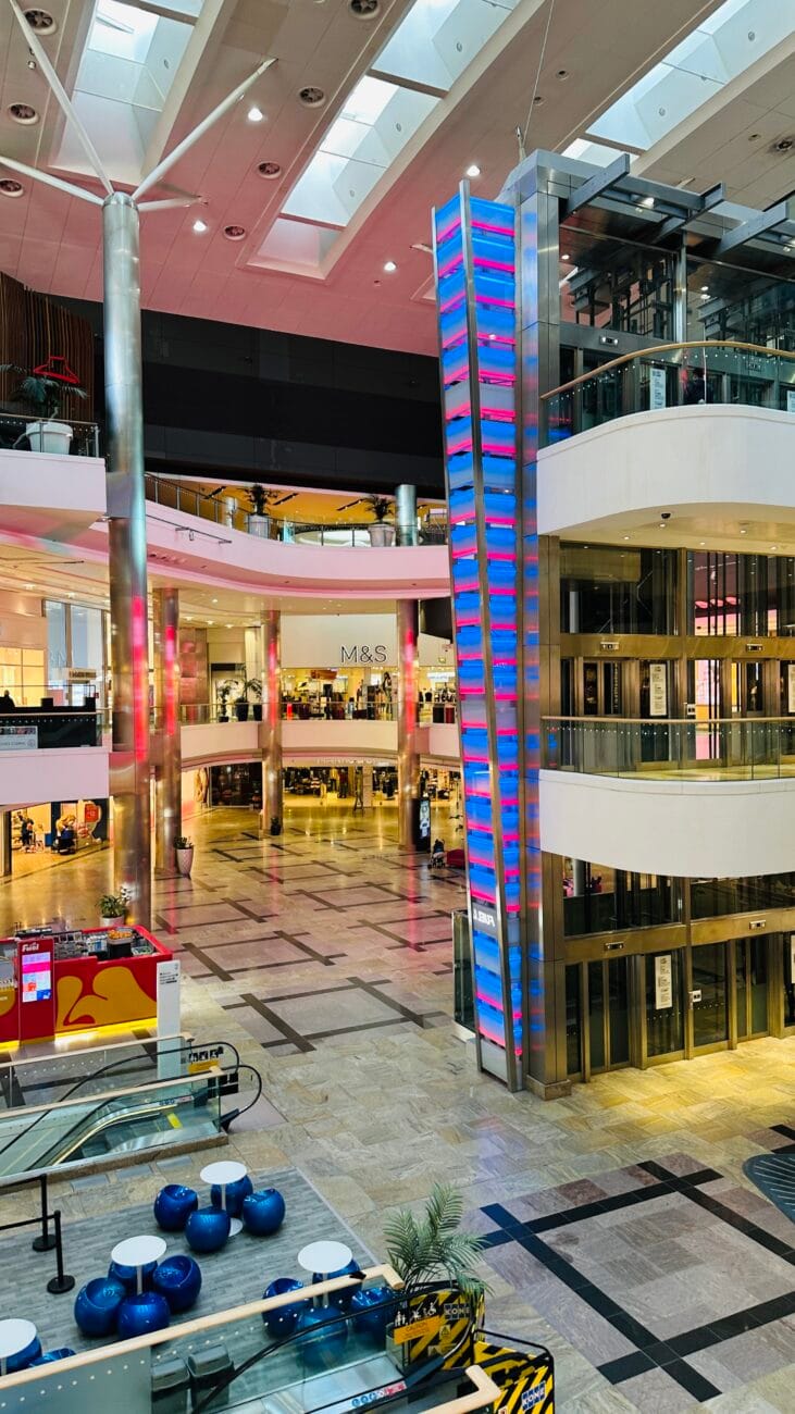 Westquay interior balcony overlooking lower level