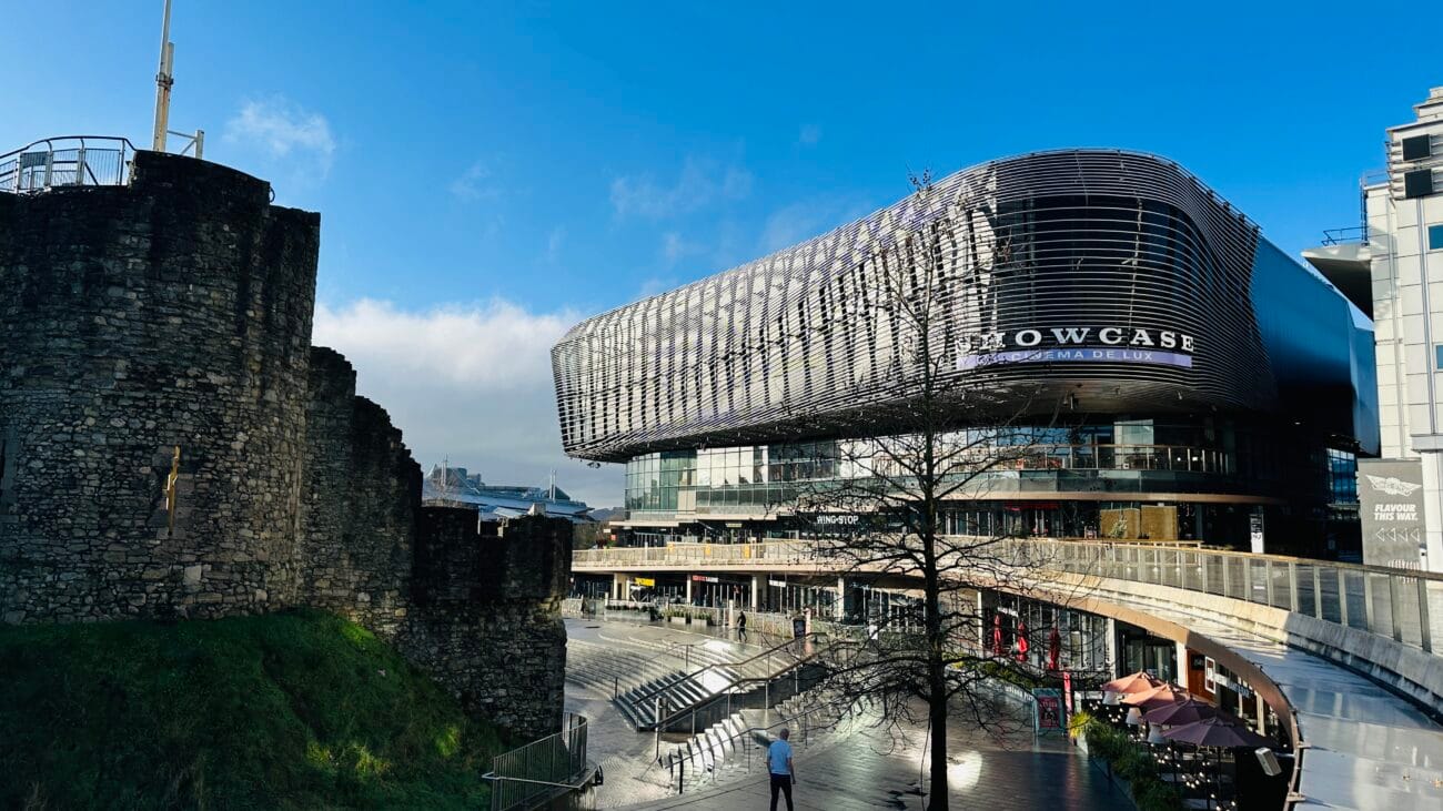 Wide exterior view of Westquay Shopping Centre, Southampton