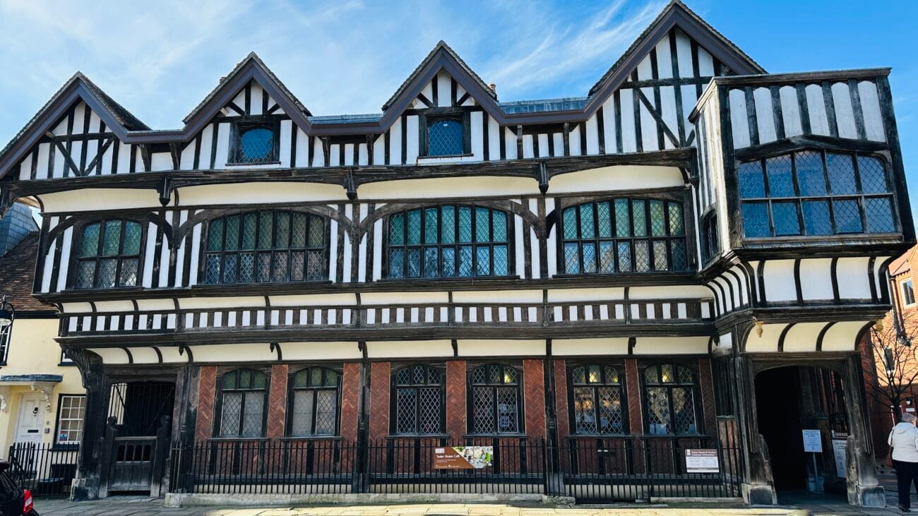 Wide view of Tudor House and Garden exterior, Southampton